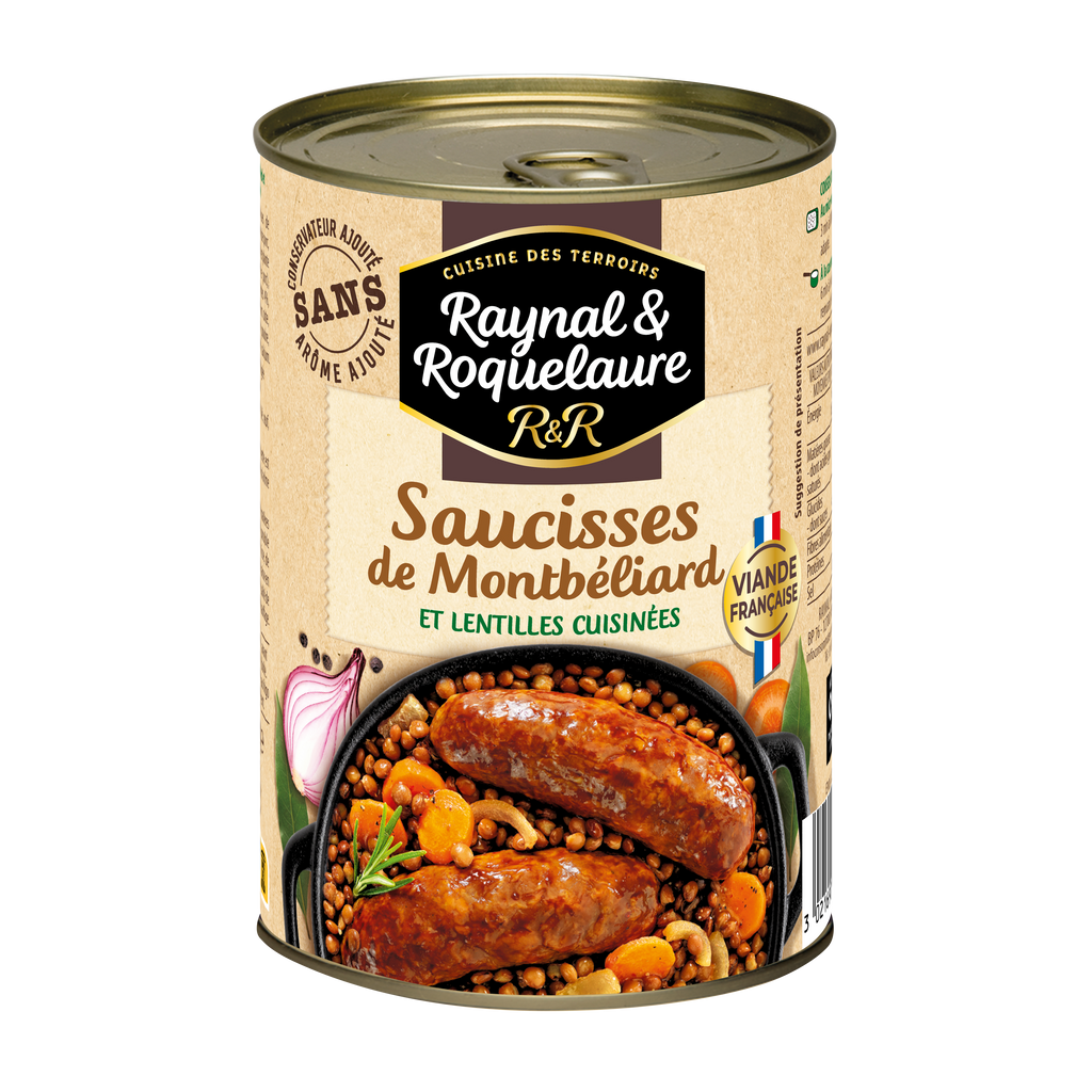 Raynal et Roquelaure Montbelliard Sausages with Lentils 400g