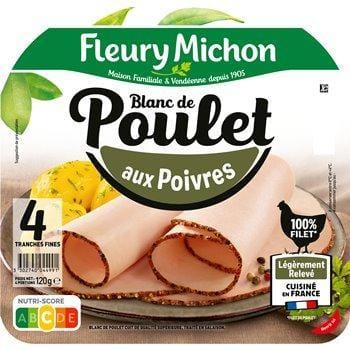 Blanc de poulet Fleury Michon aux poivres 4 Tranches - 120g