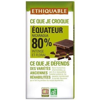 Chocolat noir 80% Ethiquable  Equateur 100g