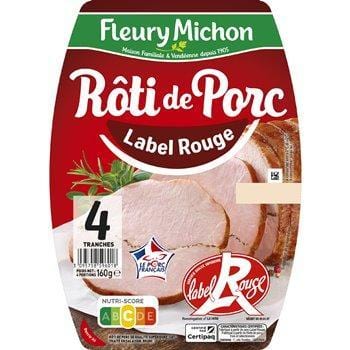 Rôti de porc cuit Fleury Michon supérieur Label Rouge x4 - 160g