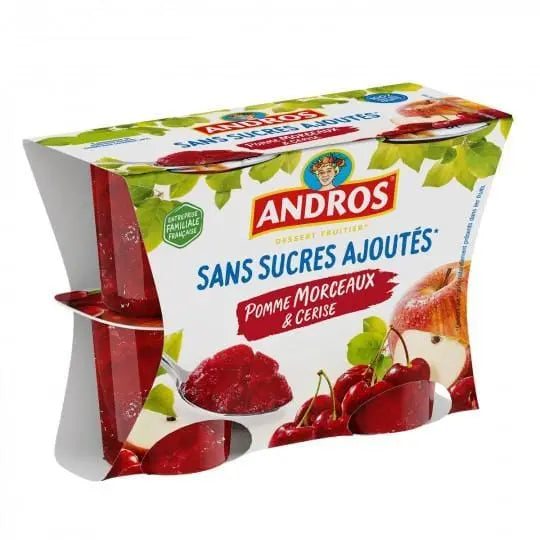 Andros Compote Apple Cherry Chunks No Sugar Added 4x 97 g