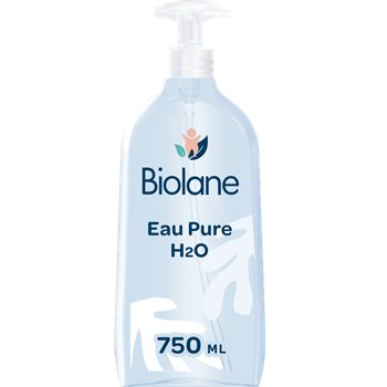 Biolane H2O Pure Water 750ml – large-format baby cleansing water with hydrating formula, suitable for face, body, and nappy changes.