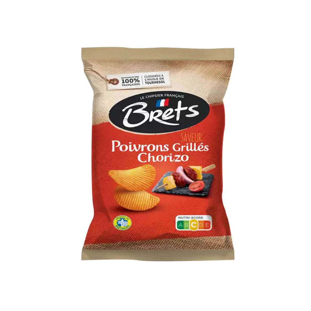 Bret’s Grilled Pepper Chorizo Crisps – 125g bag of thick French potato chips with smoky chorizo and roasted pepper flavour.
