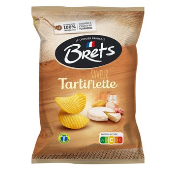 Bag of Brets tartiflette-flavored chips on a white background