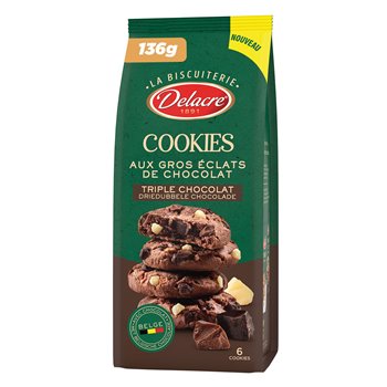 Delacre Triple Chocolate Cookies 136g