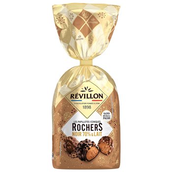Festif Rochers Révillon Noir 70% & Lait 370g – French praline chocolates with dark and milk chocolate coating in festive gift box
