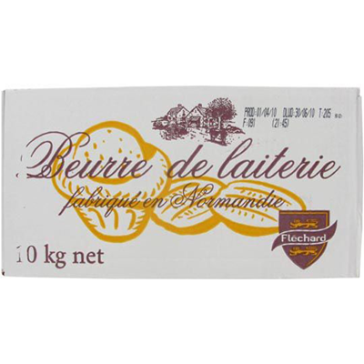 Flechard Beurre de Laiterie pastry butter block 10 kg, made in Normandy, France — premium French butter for professional baking