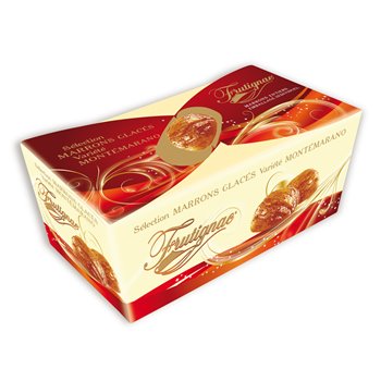 Box of Frutignac Marrons Glacés candied chestnuts (9 pieces, 155 g) — premium French confection, whole chestnuts in syrup.