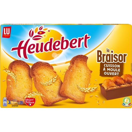 Heudebert La Braisor Biscottes 500 g box with golden toasted slices
