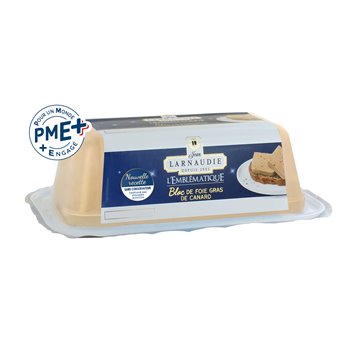 Jean Larnaudie Duck Foie Gras Block 200g premium French foie gras in a cylindrical block.
