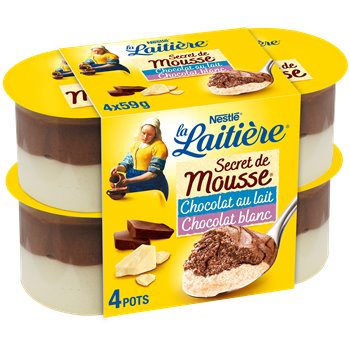 La Laitiere Secret de Mousse Milk and White Chocolate 4x59 g