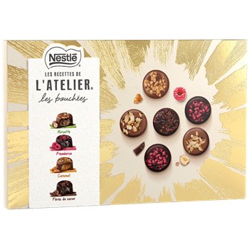 Les Bouchées Les Recettes de L’Atelier Lait et Noir 398g – Swiss chocolate assortment with milk and dark bouchées