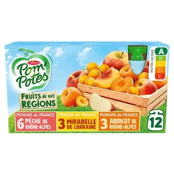 Materne Nos Regions Peach Apricot Compotes 12x90g