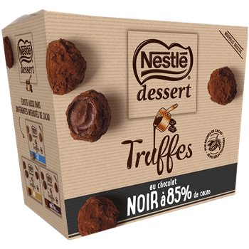 Nestlé DESSERT Dark Chocolate Truffles 85% – 250 g bag of high-cocoa dark chocolate truffles for gourmet indulgence.