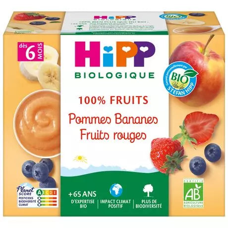 Hipp Organic Apple Banana & Red Fruit Dessert Jar 6 Months+ 4x100g