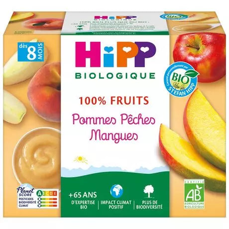 Hipp Organic Apple Peach Mango Dessert Jar 8 Months + 4x100g