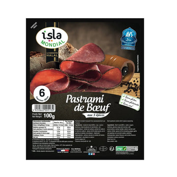 Isla Mondial Beef Pastrami with 3 Halal Spices (x6) 100g