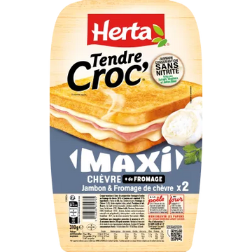 Herta Tendre Croc Maxi packaging with a sandwich illustration on a white background