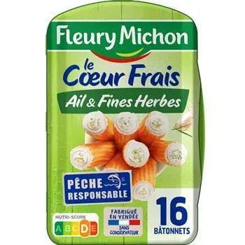 Fleury Michon Surimi Cheese, Garlic and Herbs Sticks (x16) 256g