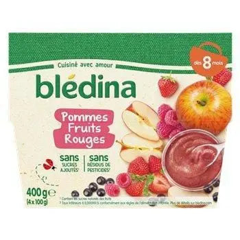 Bledina Puree Apple Red Fruit 4x100g