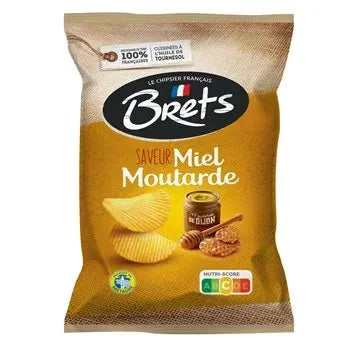 Packaging of Brets honey mustard-flavored chips on a white background