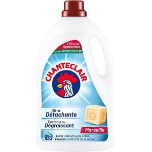 Chanteclair Lessive au Savon de Marseille 1.8 L — liquid laundry detergent with Marseille soap, 40 washes, phosphate-free bottle.