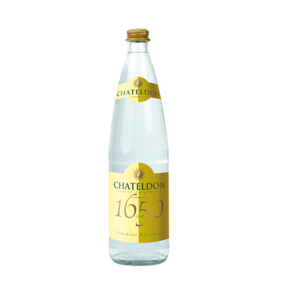 Chateldon Sparkling Natural Mineral Water 12 x 75cl glass bottles — premium French naturally effervescent mineral water with rich minerals and historic heritage
