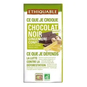 Ethiquable Organic Dark Chocolate Confit Ginger 100g