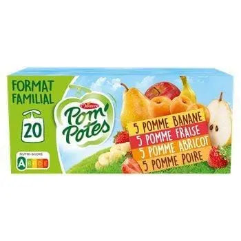 Materne Pom Potes Compotes Apricot Strawberry Banana 20x90g