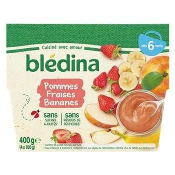 Bledina Puree Apple Strawberry Banana 4x100g