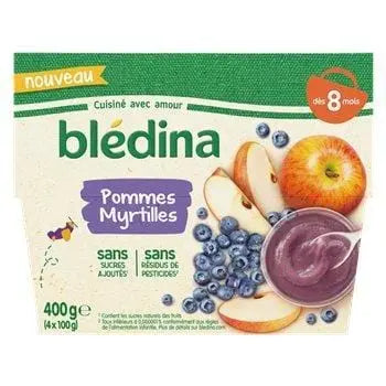 Bledina Puree Apple Blueberry 4x100g