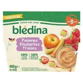 Bledina Puree Apple Rhubarb Strawberry 4x100g