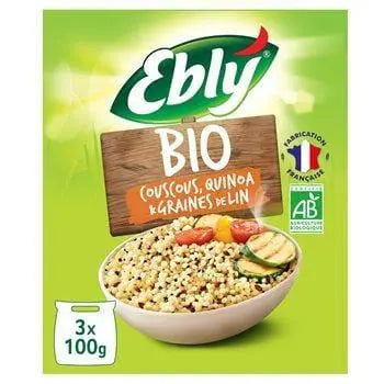 Ebly Organic Quinoa and Flax Couscous Sachets Cooking time 10min 3x100g