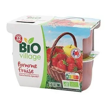 Bio Village Fruit Dessert Apple Strawberry 4x100g