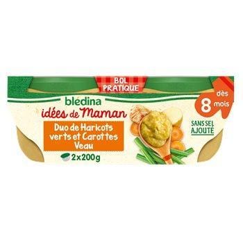 Bledina Idees de Maman Duo Haricot Verts Carottes et Veau 2x200g