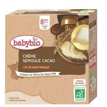 Babybio Baby Bottle Cocoa Semolina 8 months 4x85g