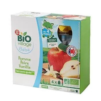 Bio Village Baby Apple Pear Vanilla Flasks 4x90g