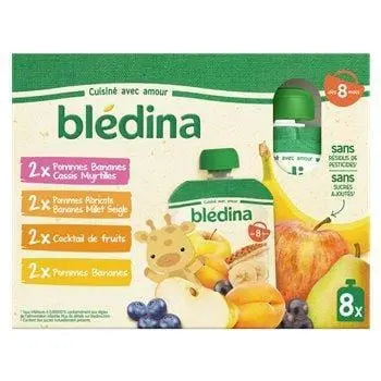 Bledina Pack Fruits Apple Banana Blackcurrant Blueberry 8x90g