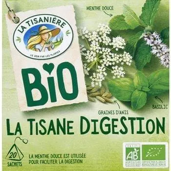 La Tisaniere Herbal Tea Digestion Organic Mint Anise Basil (x20) 30g