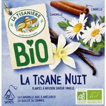 La Tisaniere Infusion Night Herbal Tea Organic Vanilla Chamomile Cinnamon (x20) 30g
