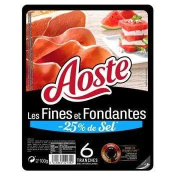 Aoste Raw Ham Thin Slices -25% Salt (x6) 100g