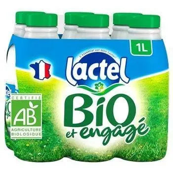 Lactel Organic Skimmed Milk 6x1L