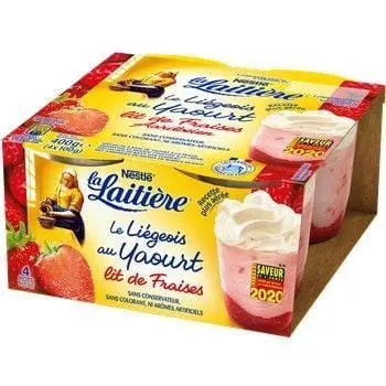La Laitière Liégeois on a bed of strawberries 4x100g