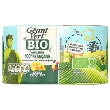 Géant Vert Organic Corn Extra Crunchy 2x140g