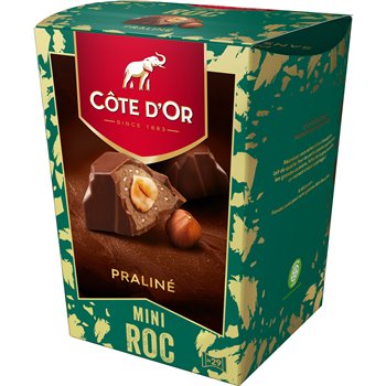 Côte d’Or Mini Roc Praliné 279g – Belgian milk chocolates with hazelnut praliné and roasted nuts in resealable bag
