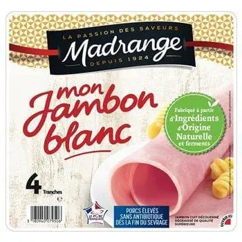 Madrange My White Defatted Ham, Rindless (x4) 160g