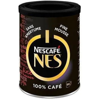 Nescafé NES Soluble Coffee Box 200 g – rectangular box of French instant coffee made from blended Arabica and Robusta beans, delivering smooth flavour and fine foam in a 200 g pack.
