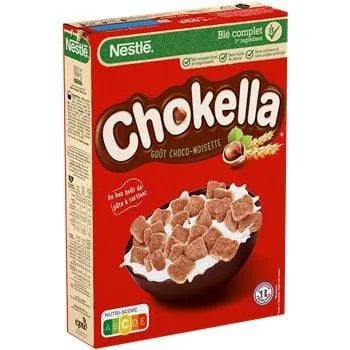 Nestlé Chokella Hazelnut 350 g – 350 g pack of French whole-wheat cereal in mini-toast shape, with chocolate-hazelnut flavour and crunchy texture.