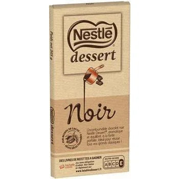 Nestlé Dessert Dark Chocolate 205 g – a French baking chocolate bar with 52 % minimum cocoa, sugar and cocoa butter blend in luxurious kraft-style wrapper, ideal for professional-quality desserts.