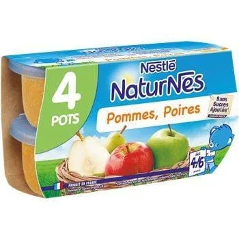 Purée de fruits Naturnes Pommes poires - 4/6 mois 4x130g